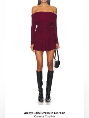 Camila Coelho Olesya Mini Dress in Maroon